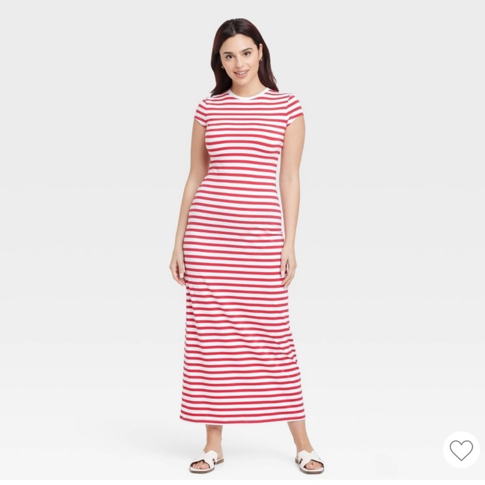 a new day Red and White Striped Maxi Dress
